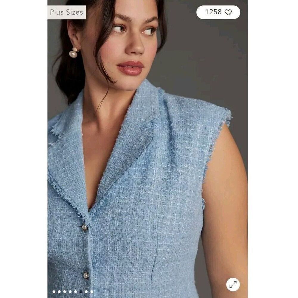 Maeve Anthropologie Sleeveless‎ Tweed Blazer Mini Dress Size 16W NWT MSRP $168 - Picture 6 of 11